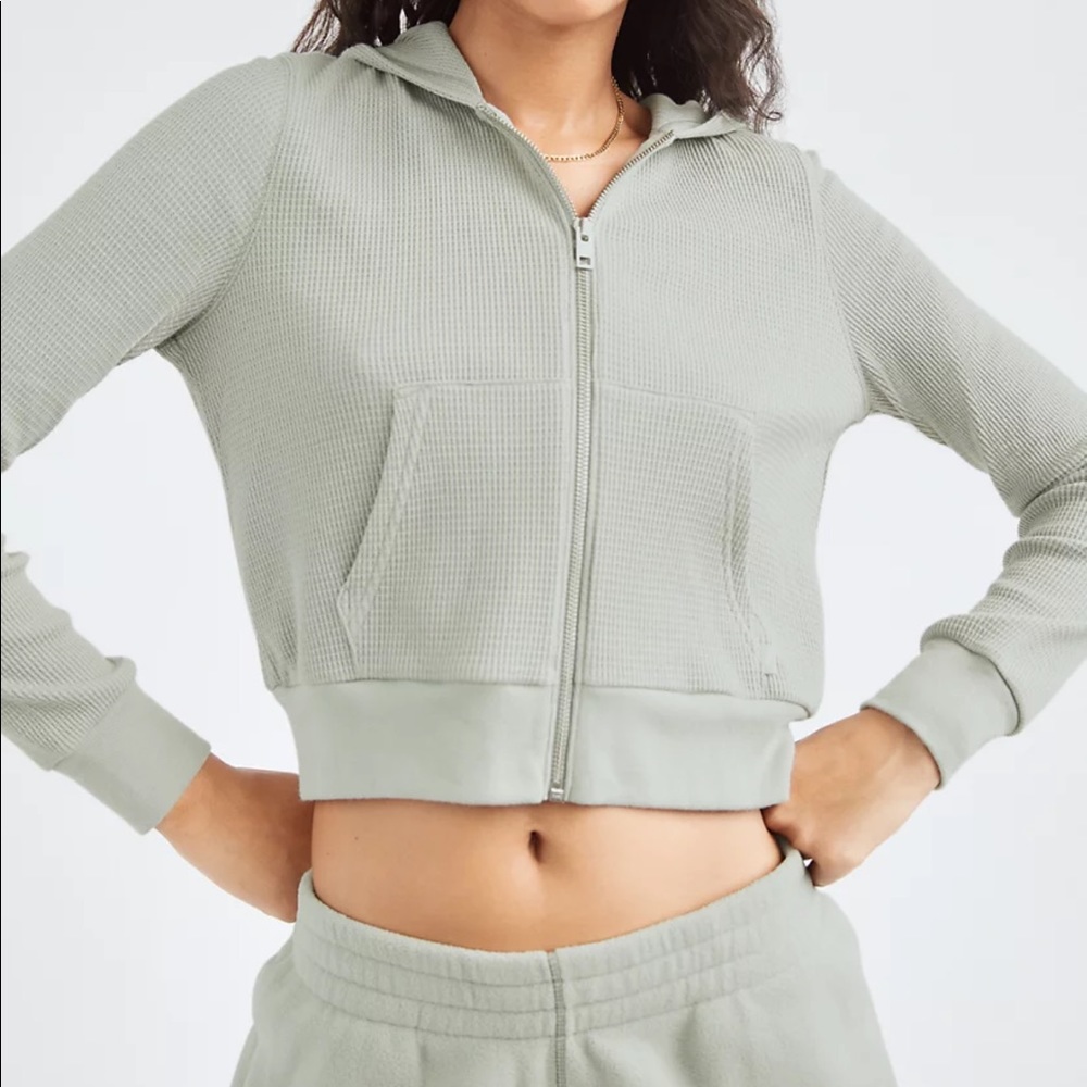 Aritzia TNA waffle zip hoodie